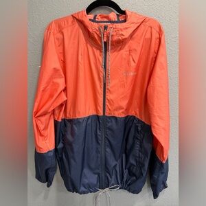 Columbia | Women’s Coral & Navy Hooded Zipper Windbreaker Jacket, Size XL
